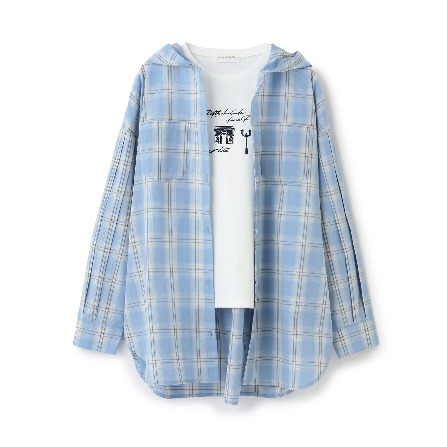【130cmあり】チェックシャツ×インナーTシャツセット