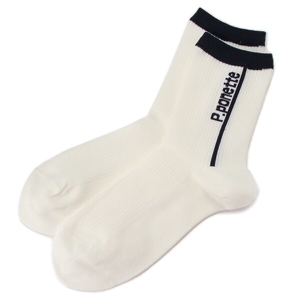 ラインロゴ入りリブクルーソックス