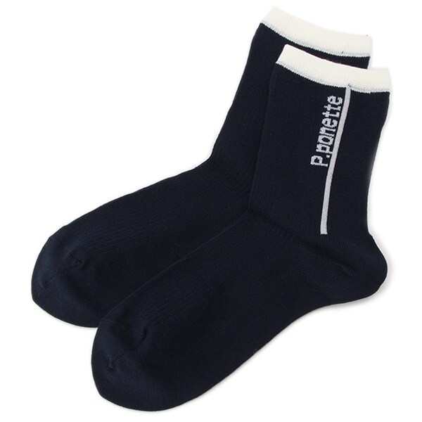 ラインロゴ入りリブクルーソックス