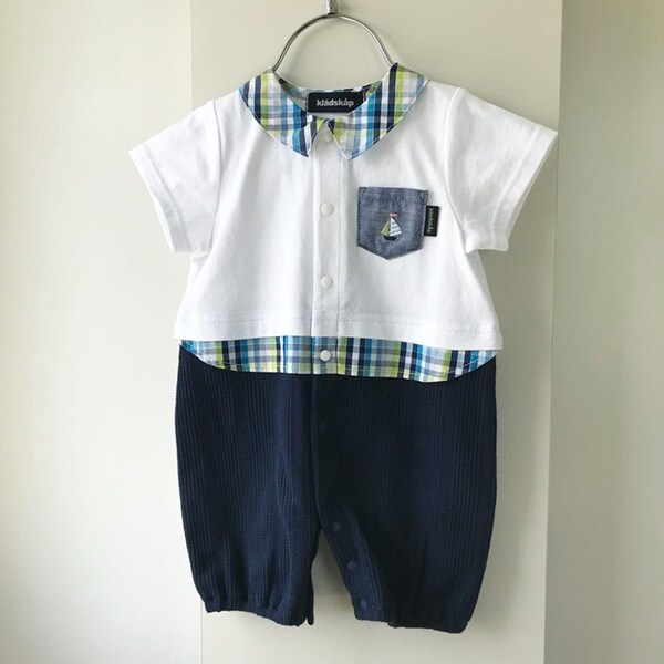 チェック柄レイヤード風2WAYオール