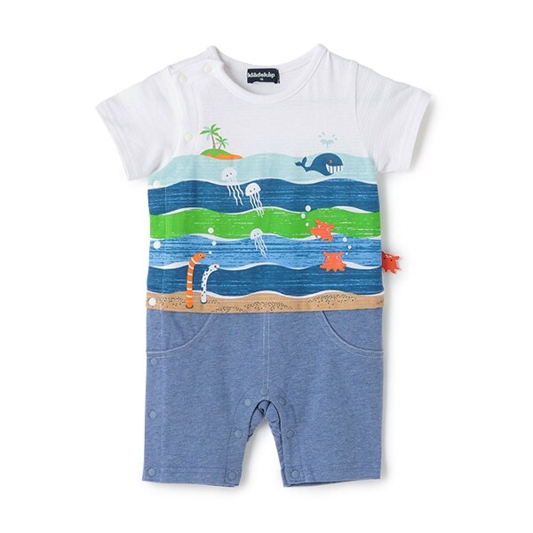 海の中プリント半袖カバーオール