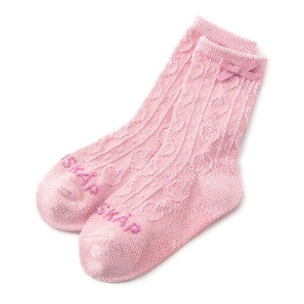 リボンつきリンゴ編みクルーソックス