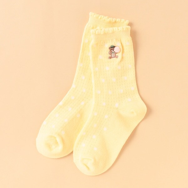 クマ刺しゅうクルーソックス