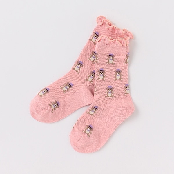 クマ総柄クルーソックス