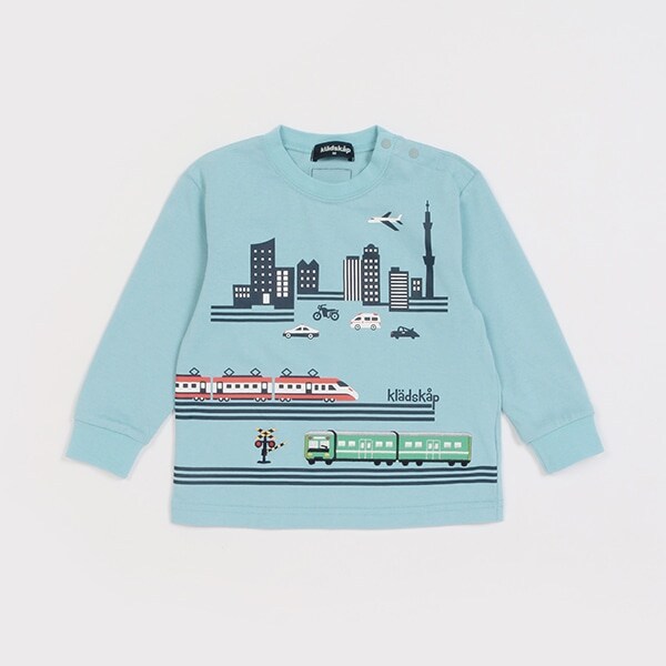 【人気商品再入荷】【直営店で取り扱い無し】街と乗り物長袖Tシャツ