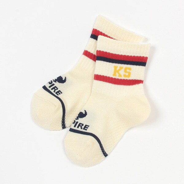 ロゴと恐竜 ラインショートソックス【日本製】