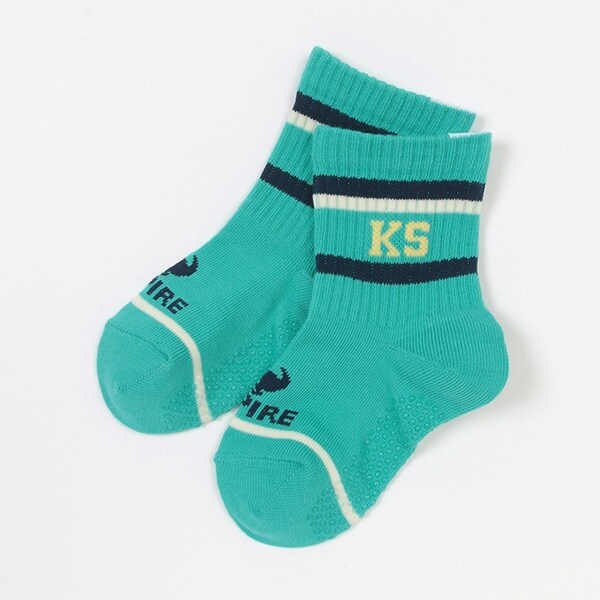 ロゴと恐竜 ラインショートソックス【日本製】