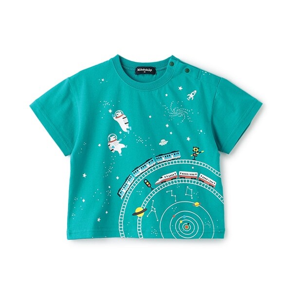 宇宙と電車半袖Tシャツ