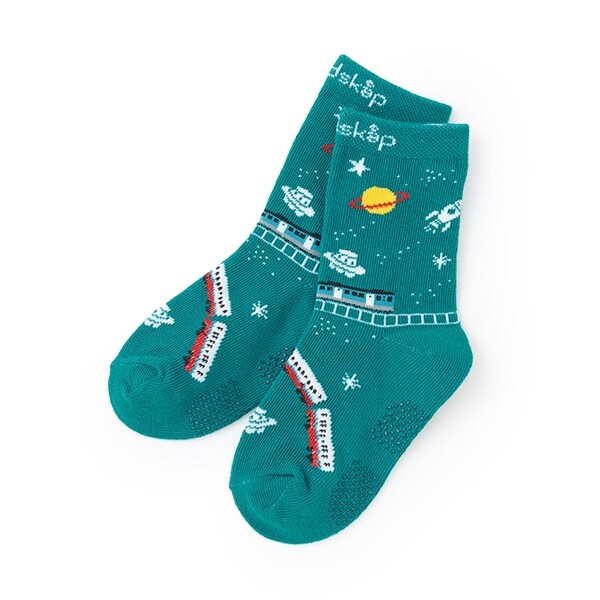 宇宙×電車柄クルーソックス