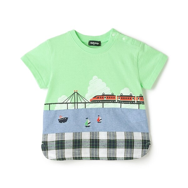 海と電車切替半袖Tシャツ