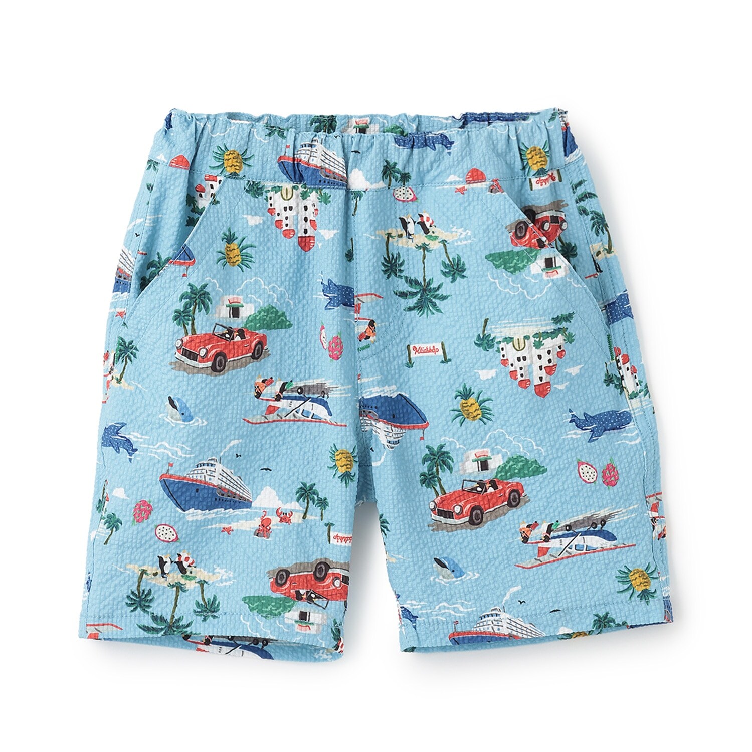 乗り物総柄5分丈シェフパンツ