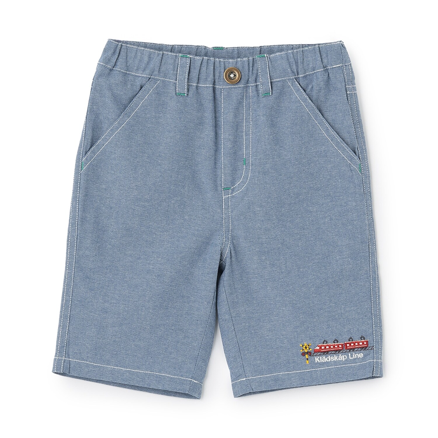 電車刺しゅう5分丈パンツ