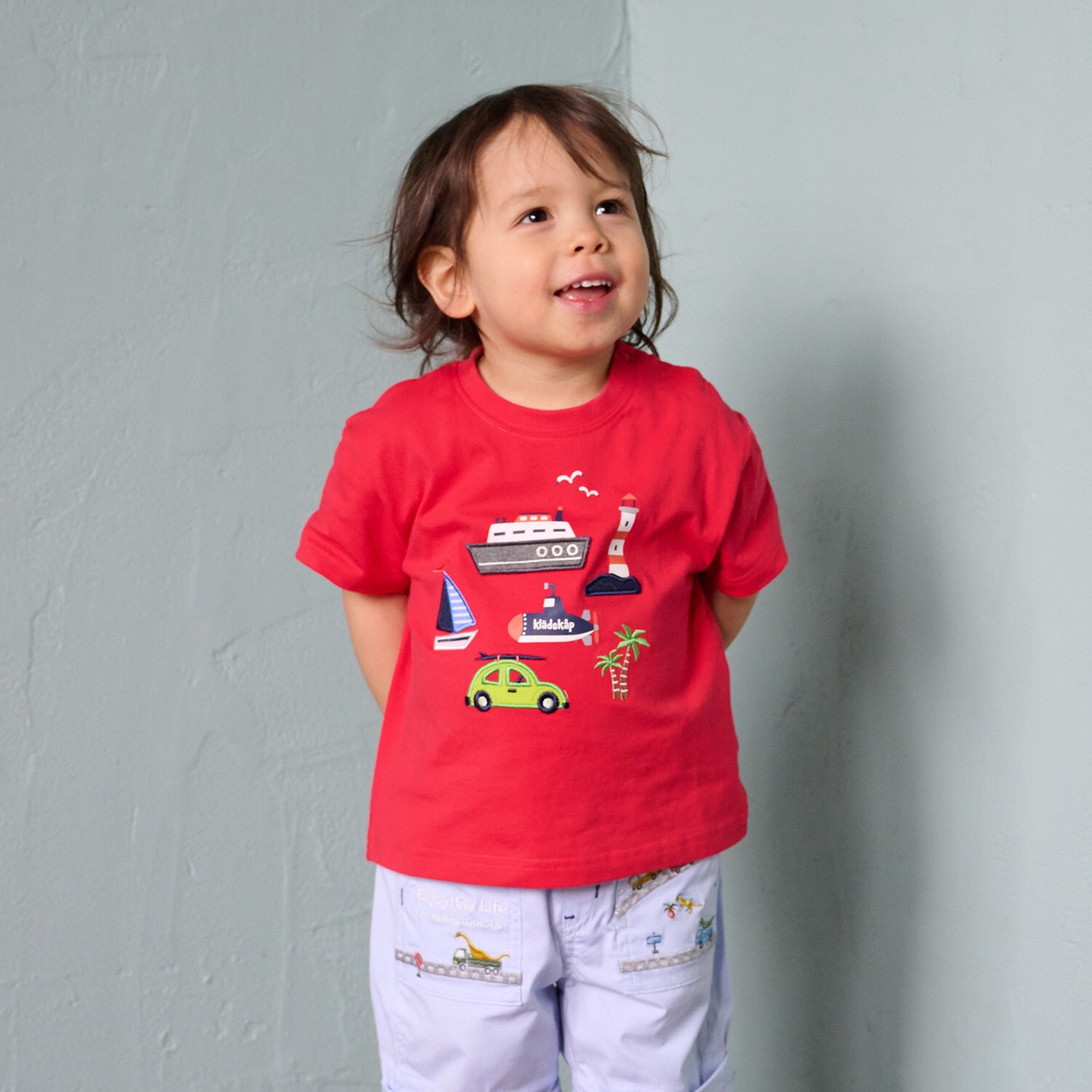 乗り物アップリケ半袖Tシャツ