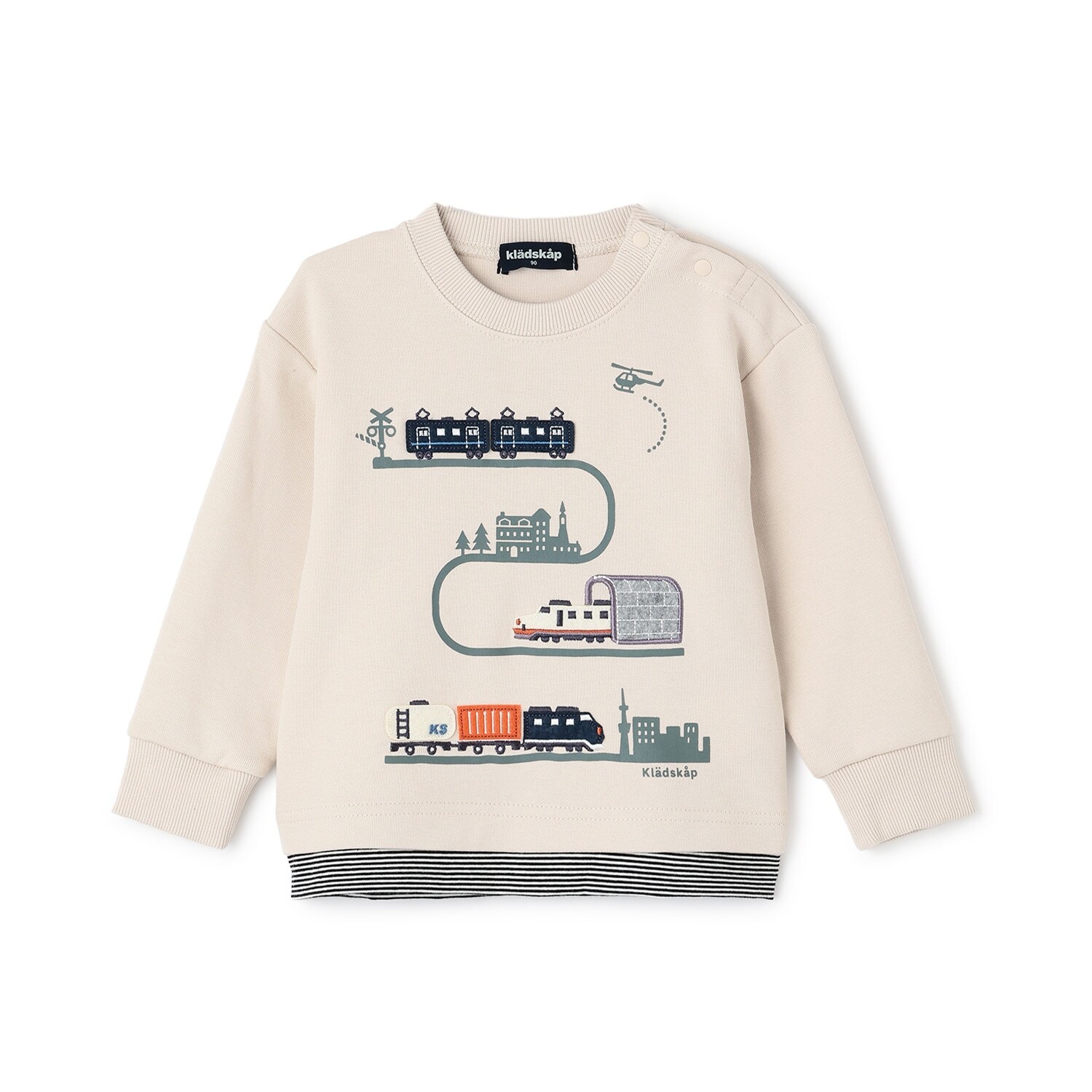 【人気商品再入荷】【直営店で取り扱い無し】電車アップリケ裾ボーダートレーナー