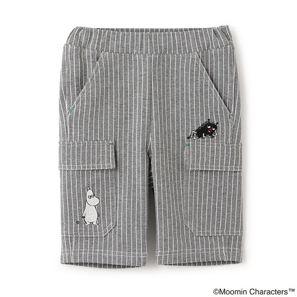 MOOMIN/刺しゅうストライプ6分丈パンツ