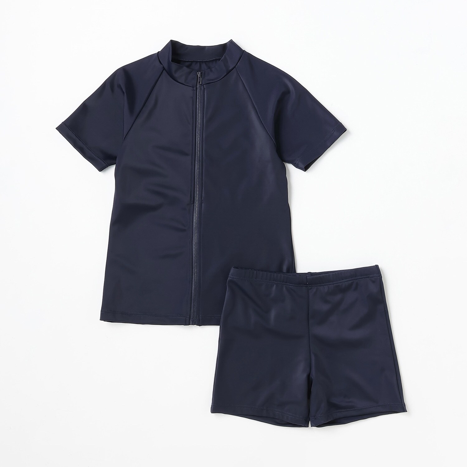 【NIKKI】女児スクール水着 半袖フルジップセパレート ストレッチ素材