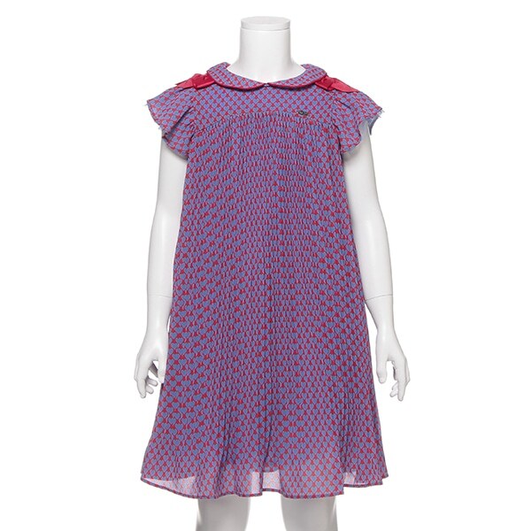 ハート柄シフォンプリーツワンピース