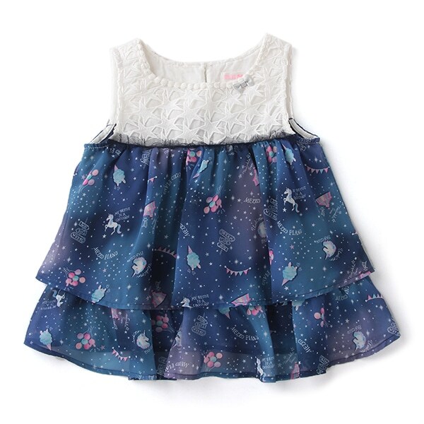 ミルキーウェイ柄ティアードノースリーブチュニック