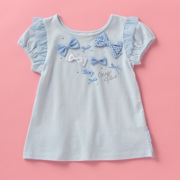 リボンいっぱい肩フリルTシャツ