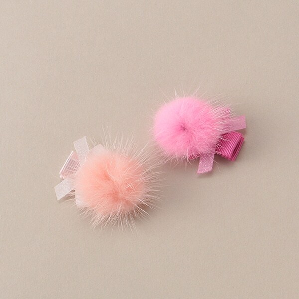 ふわふわモチーフつきヘアクリップ2個セット