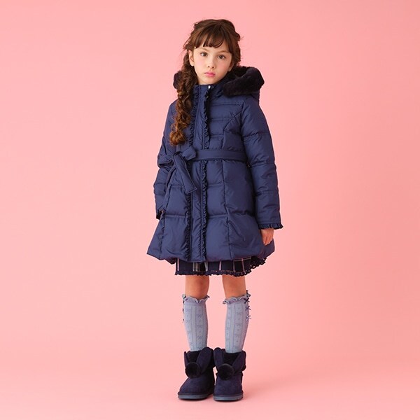 フリルつきダウン入りロングジャケット