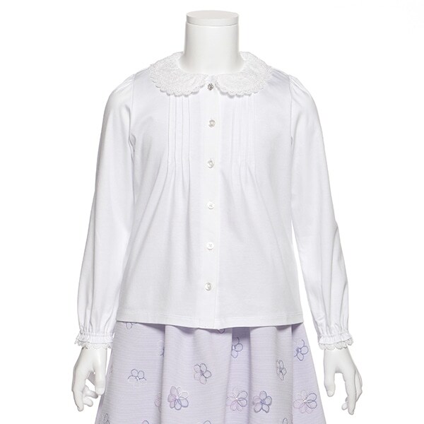 レース衿つきピンタックブラウス