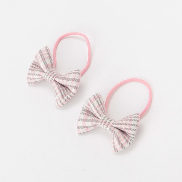 チェックリボンヘアポニー2個セット