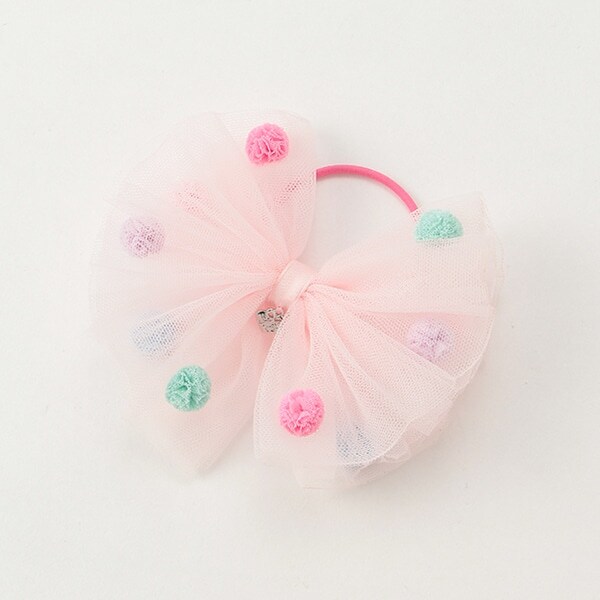 カラフルドットチュールリボンヘアポニー