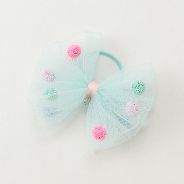 カラフルドットチュールリボンヘアポニー