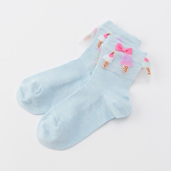 【トドラーサイズ】アイス柄透かしフリルソックス