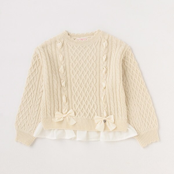 レースアップリボンニットプルオーバー