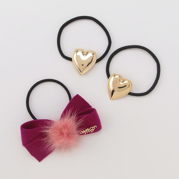 ハートガーリーヘアアクセ3個セット