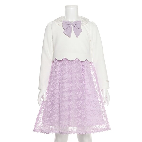 衿つきスカラップレースドッキングワンピース