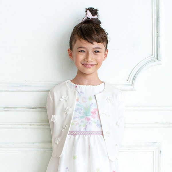 花モチーフ裾スカラップジャケット