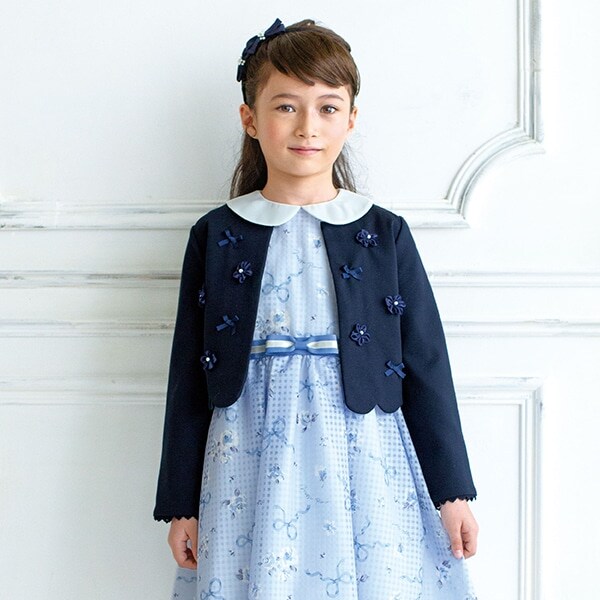 花モチーフ裾スカラップジャケット