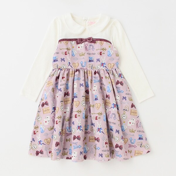 ワンダーランド柄　ドッキングワンピース