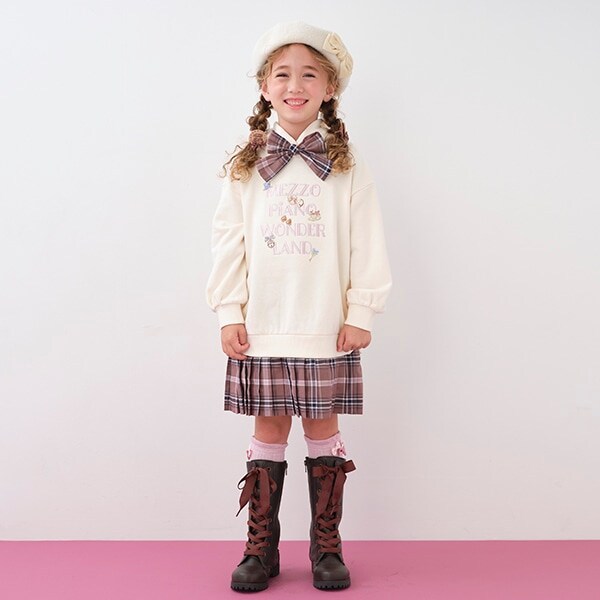 チェックプリーツ切替パーカワンピース