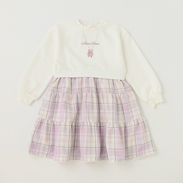 【人気商品再入荷】【直営店で取り扱い無し】ネックレス刺しゅうドッキングティアードワンピース