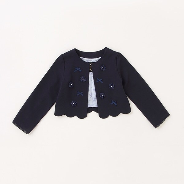 花モチーフ裾スカラップ　ジャケット