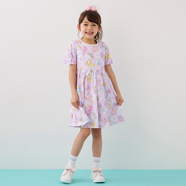 ぬいぐるみ柄　半袖カットワンピース