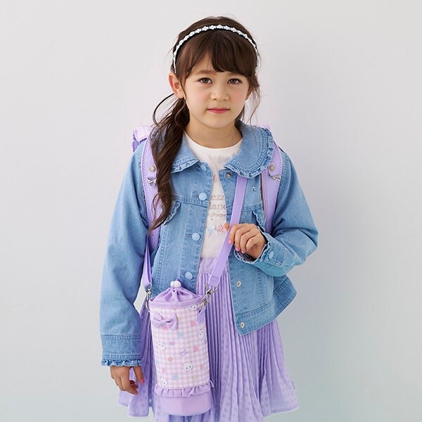 ギンガムネコ柄　水筒ホルダー