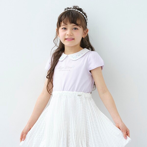 花刺しゅう衿つき　Tシャツ