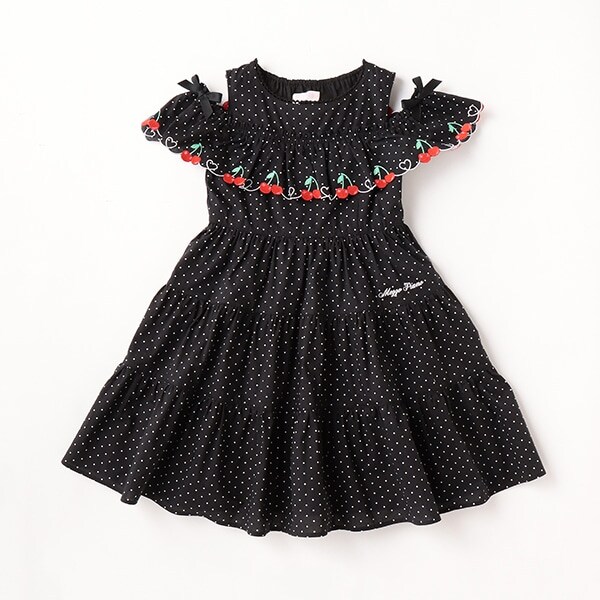 チェリースカラップ　肩開き2wayワンピース