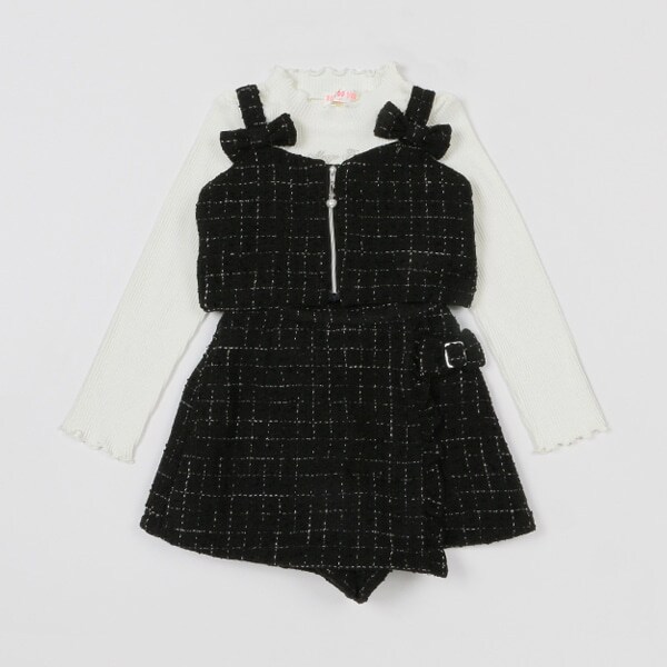 ツィードビスチェ×キュロットスカート　セットアップ