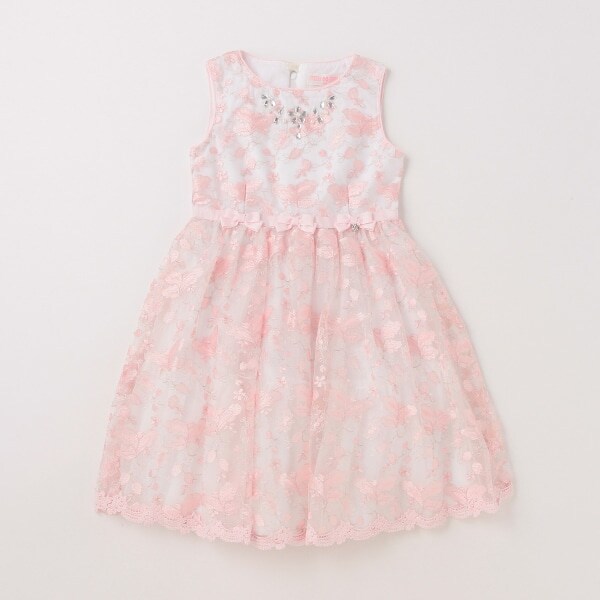 花柄刺しゅうレースワンピース