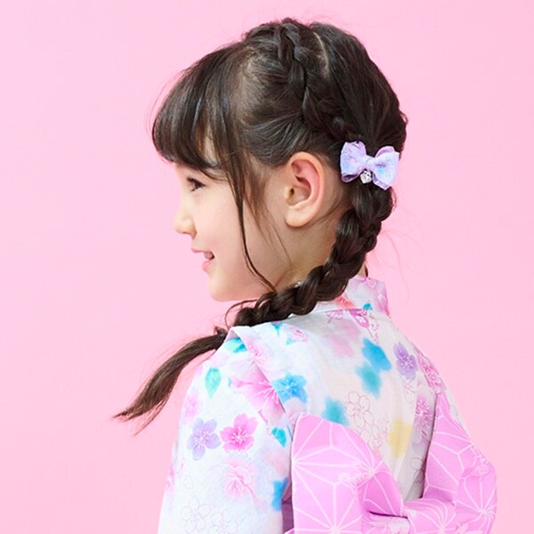 お花刺しゅうリボン　ヘアポニー2個セット【日本製】