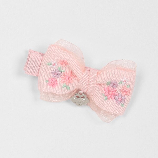 お花刺しゅうリボン　ヘアクリップ【日本製】