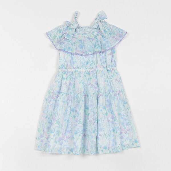 水彩花柄　ワンピース