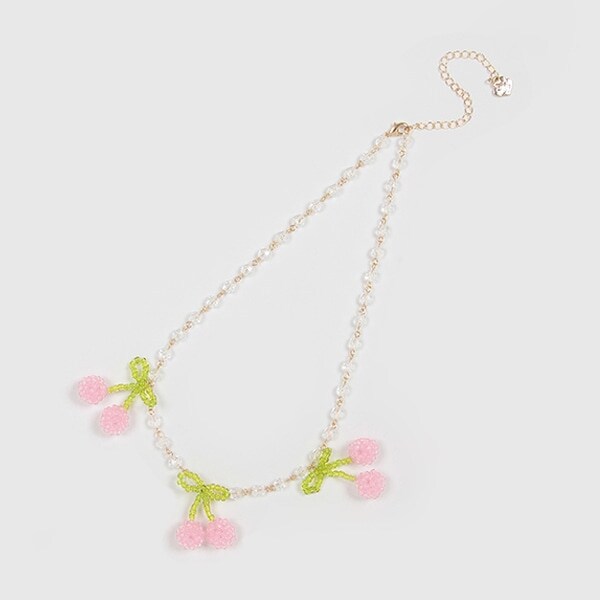 イチゴ・チェリー　ビーズネックレス