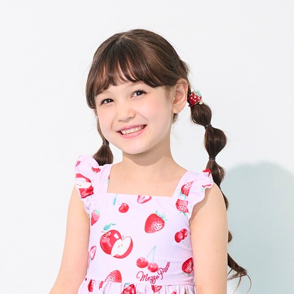 イチゴ・チェリー　ビーズ　ヘアポニー2個セット